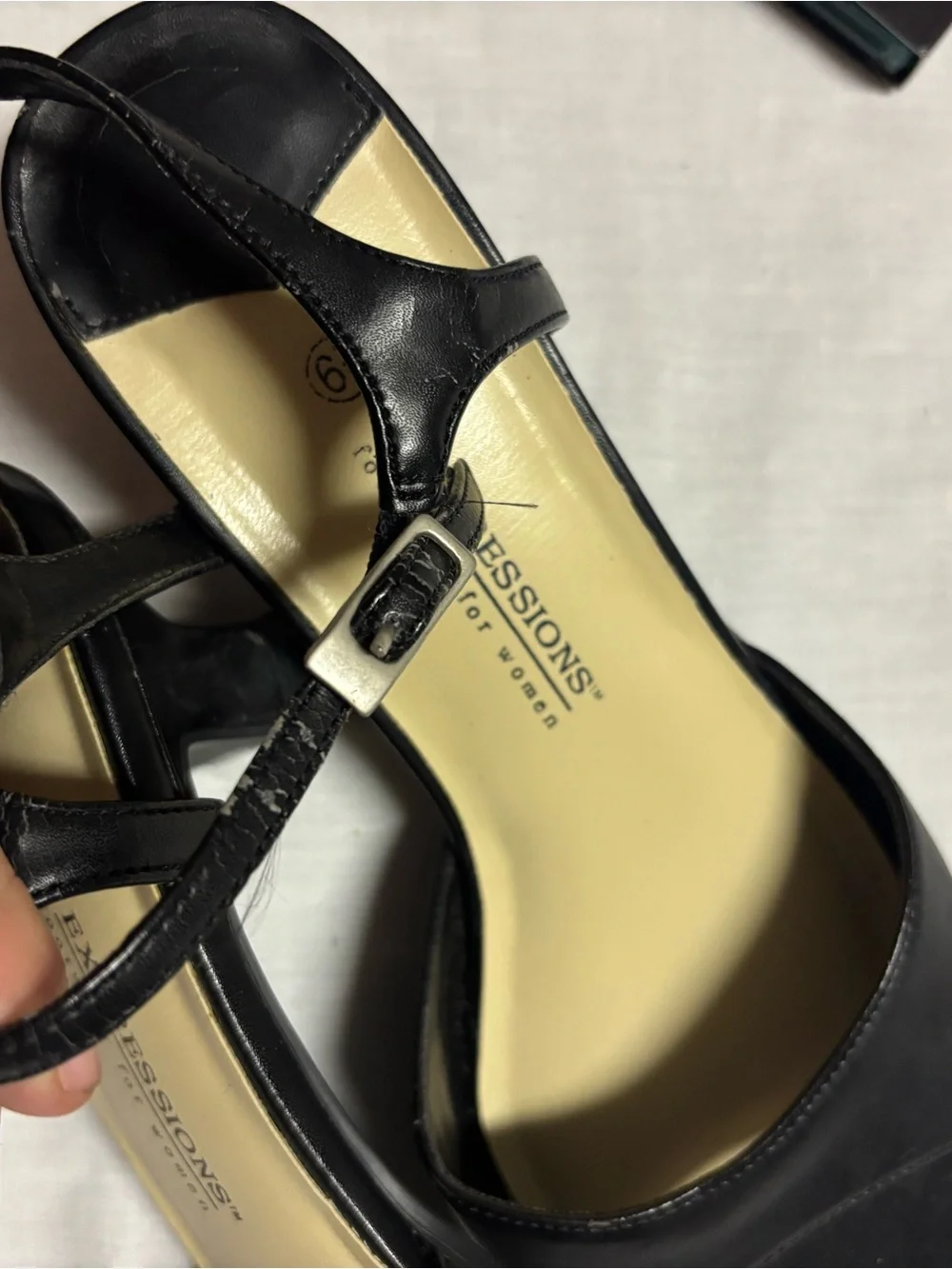 Expressions Black Open-Toe Strappy Heels